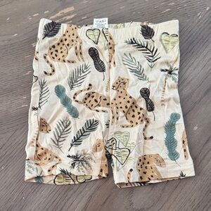 kate quinn Cream Shorts with Tan Leopard and Green Leaf Print